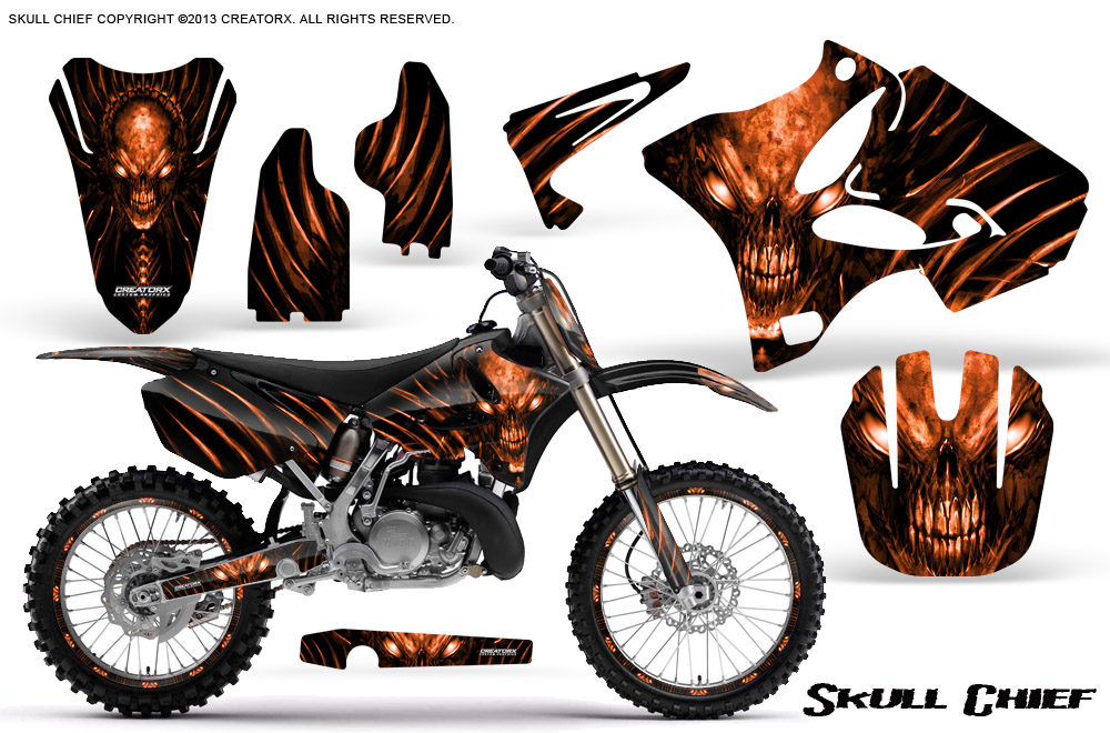 Yamaha YZ125-YZ250 02-12 Graphics Kit Skull Chief Orange NP Rims